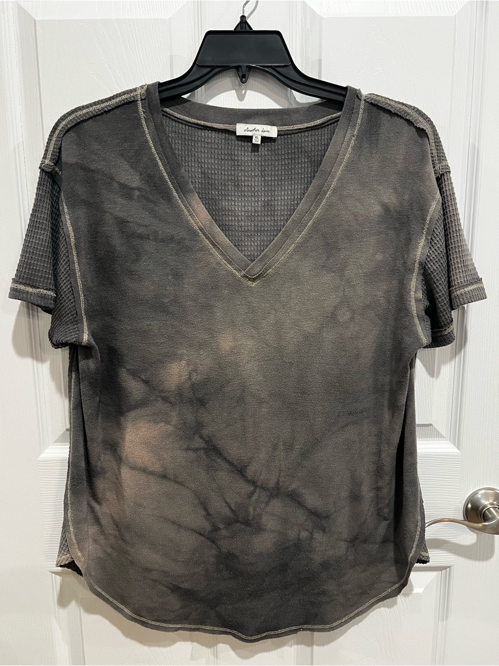 Another Love Washed Black & Taupe V-Neck Short Sleeve Tee
